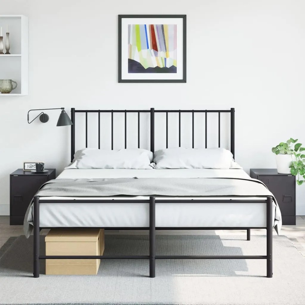 Comodini 2 Pz Neri 34,5x39x44 Cm İn Acciaio /