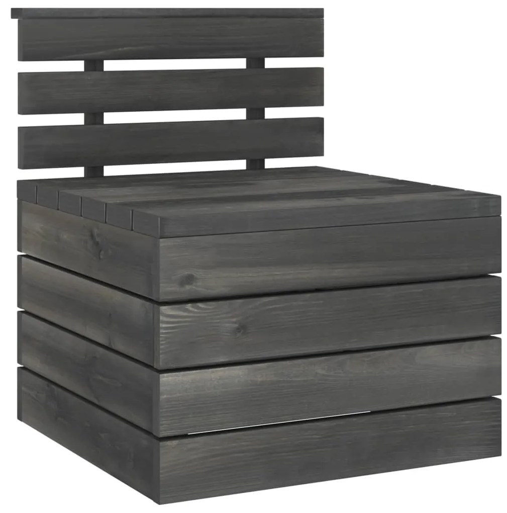 Set Divani da Giardino su Pallet 8 pz Legno Pino Grigio Scuro