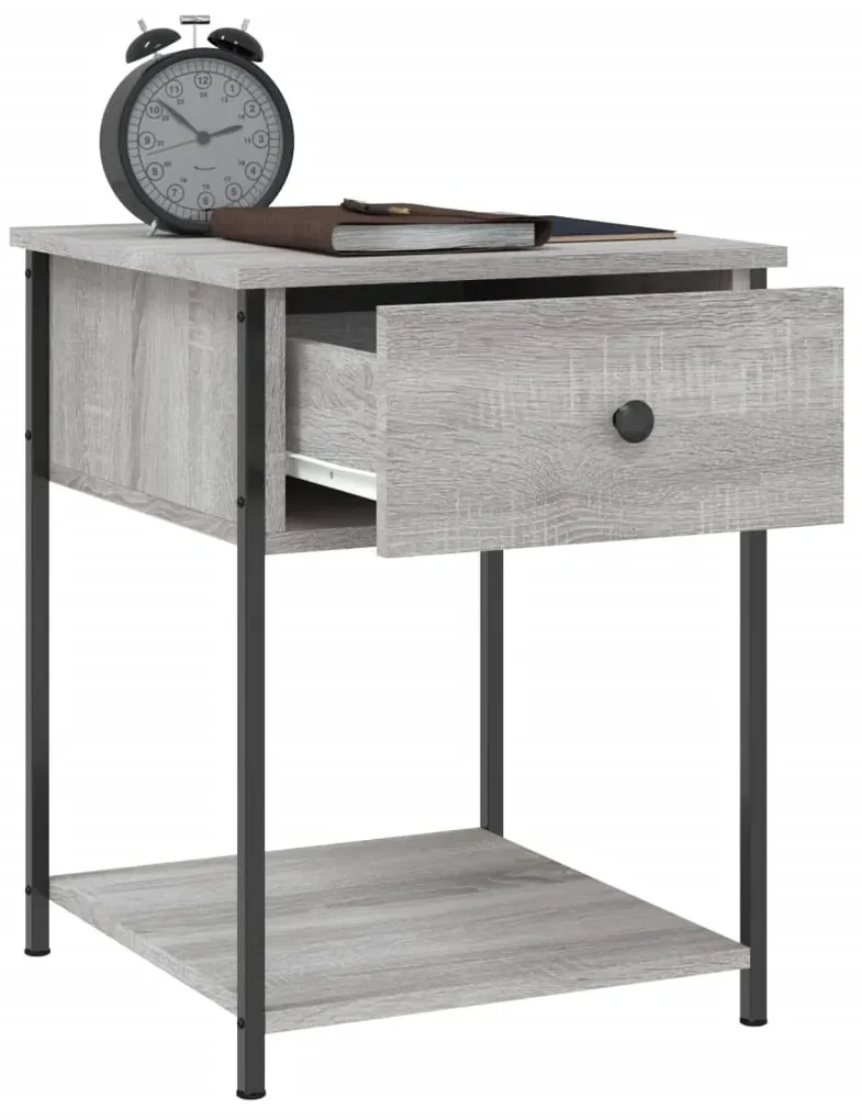 Comodini 2 pz grigio sonoma 44x45x58 cm in legno multistrato