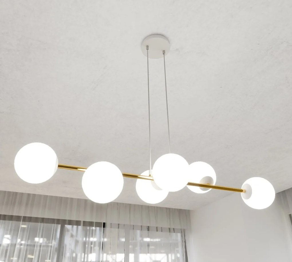 Lampadario a sospensione GRAVITY 6 Nero/Bianco e Oro 6xE14