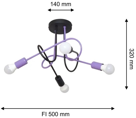 Lampadario a plafone OXFORD 4xE27/15W/230V nero/viola