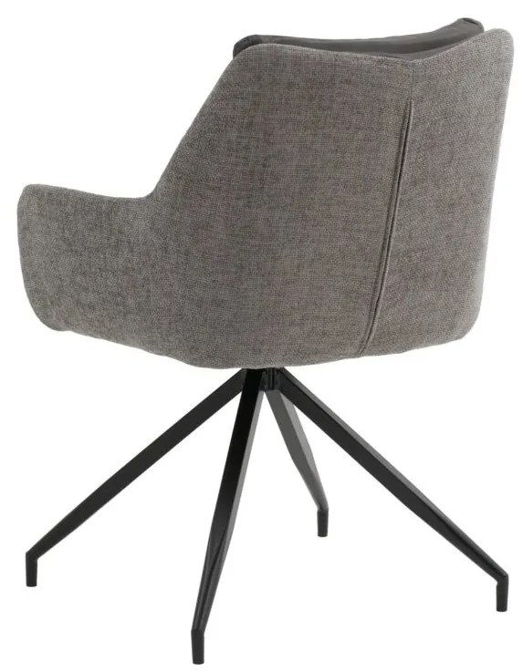 Set di poltroncine girevoli WATSON in similpelle antracite, tessuto grigio e gambe in metallo nero, con braccioli