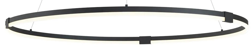 Lampada a sospensione di design nera 120 cm con LED dimmerabile a 3 livelli - Anello