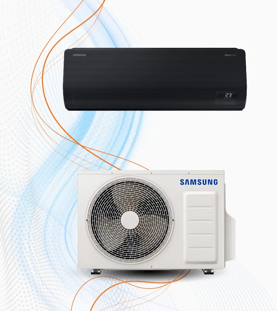 Climatizzatore Samsung WindFree Black Mono Inverter R-32 WiFi, 9.000