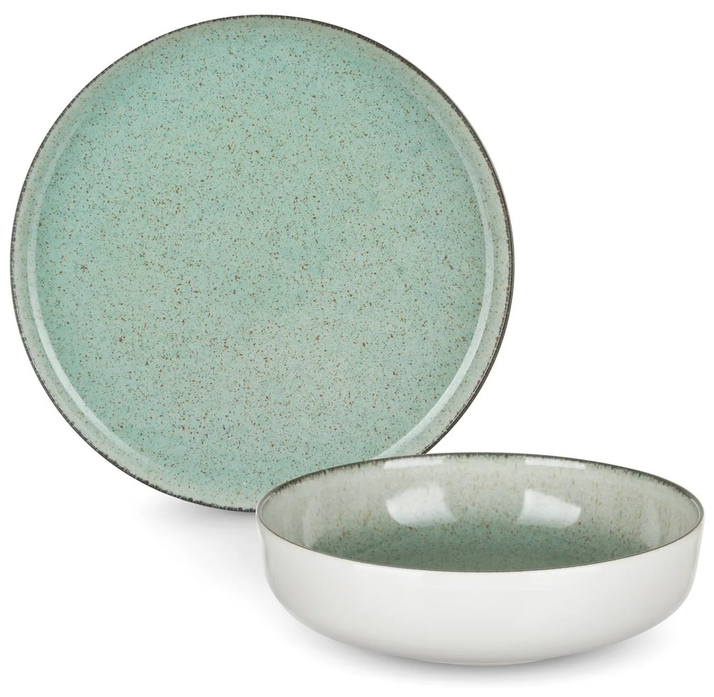 Servizio 24 piatti stoneware verde Nordic Brillo