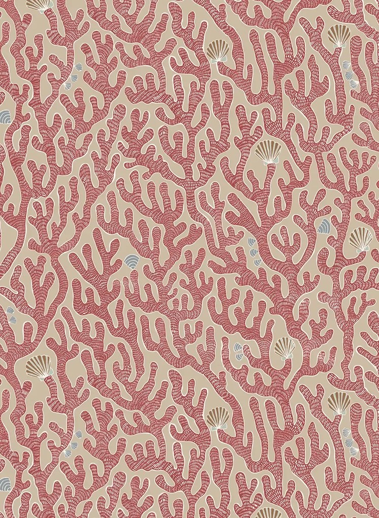 Josephine Munsey Carta da parati Coral - Red Toppings