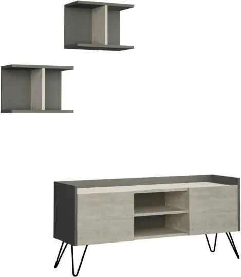 Mobile Porta TV 120 Cm Con Ante E Mensole Klappe Bianco E Antracite