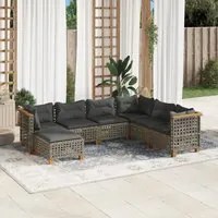 Set Divani da Giardino 7 pz con Cuscini Grigio in Polyrattan 3261939