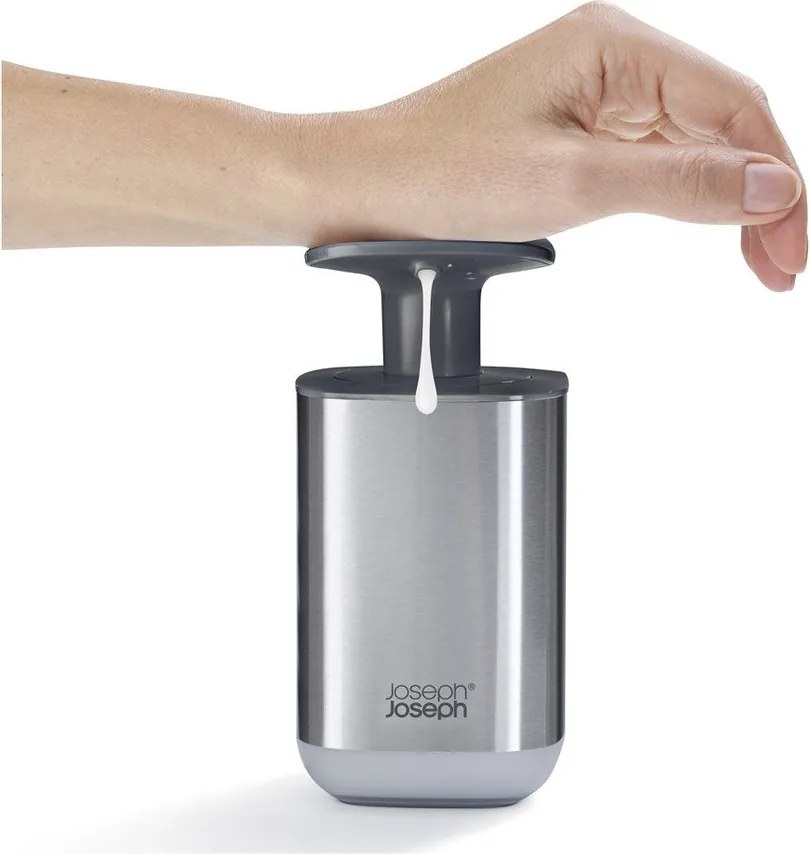 Dispenser per sapone color argento lucido in acciaio inox 250 ml Presto Steel – Joseph Joseph