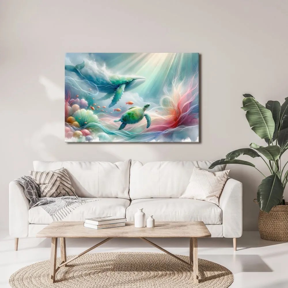 Quadro su tela – Balena e tartaruga marina