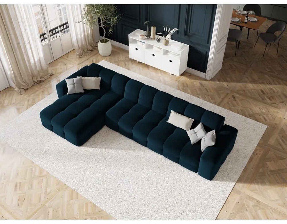 Divano angolare in velluto blu scuro (angolo sinistro) Kendal - Micadoni Home