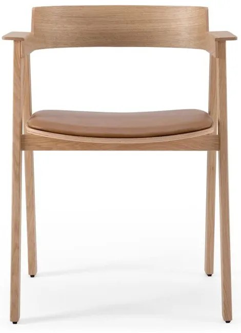 Sedia da pranzo marrone/di colore naturale in pelle con braccioli Flip – Gazzda