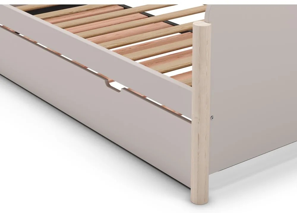 Letto per bambini in legno di pino crema con letto estraibile 90x190 cm Enola - Marckeric