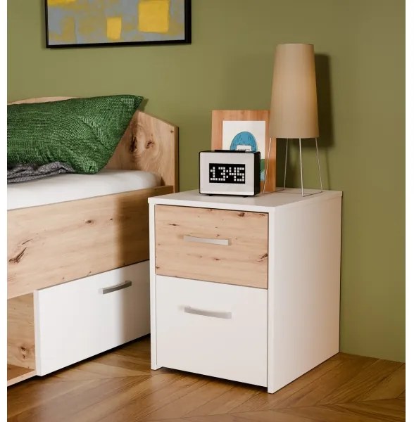 Comodino URO rovere artisan/bianco