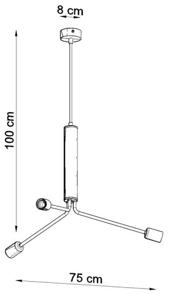 Lampadario a sospensione con filo DUOMO 3D 3xE27/60W/230V nero