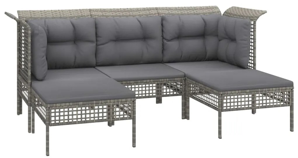 Set Divani da Giardino 9 pz con Cuscini in Polyrattan Grigio