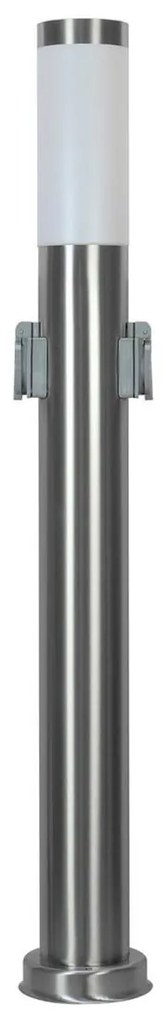 Paletto da giardino con Doppia Presa Corrente 80cm Acciaio Inox E27