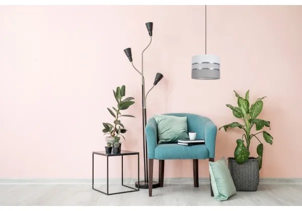 Lampadario su corda CORAL 1xE27/60W/230V d. 20 cm  bianco/grigio