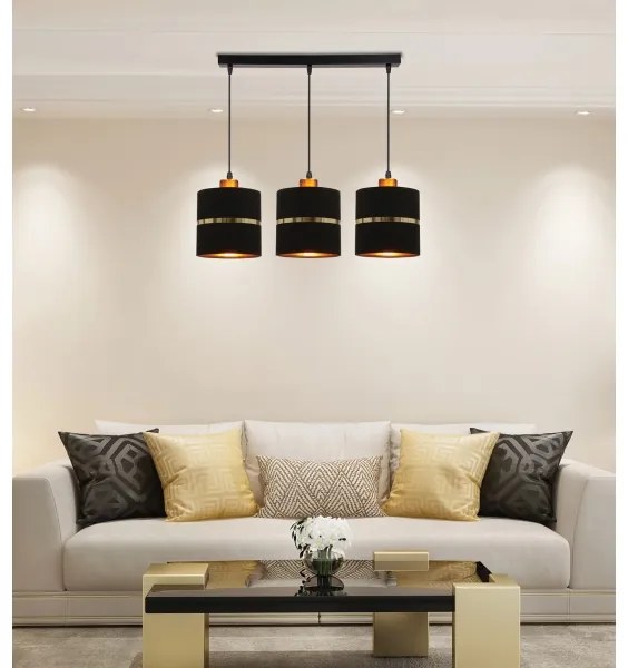 Lampadario a sospensione con filo ASSAM 3xE27/60W/230V nero