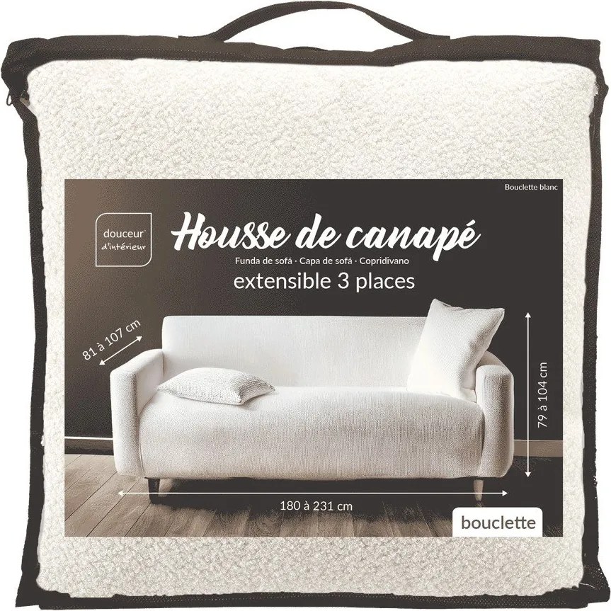 Copridivano color crema con rivestimento elastico per divano a 3 posti Laina – douceur d'intérieur