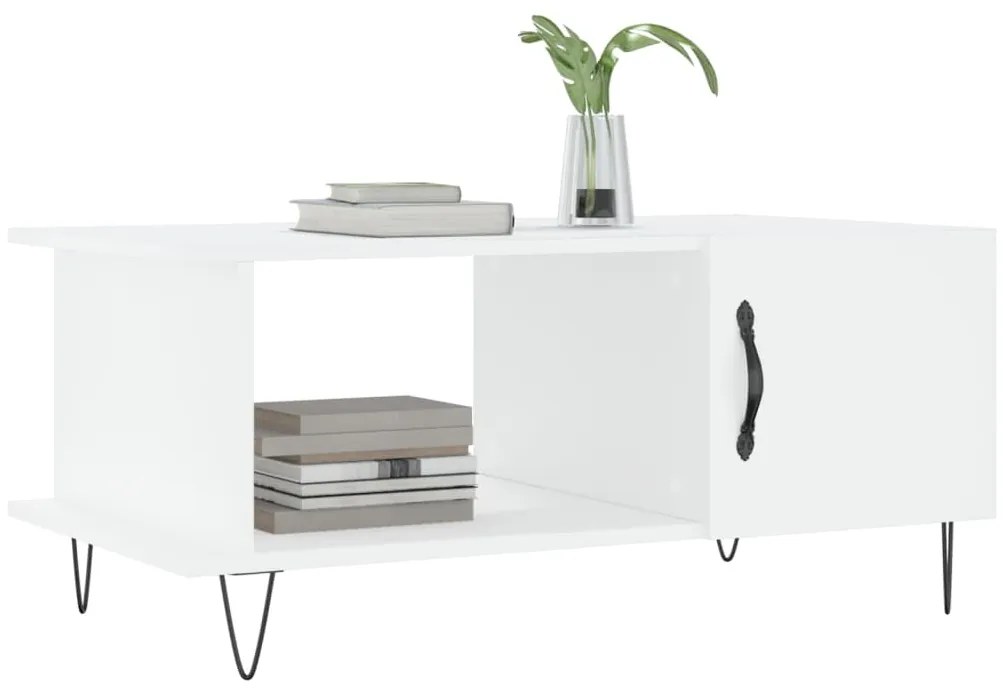 Tavolino da salotto bianco 90x50x40 cm in legno multistrato