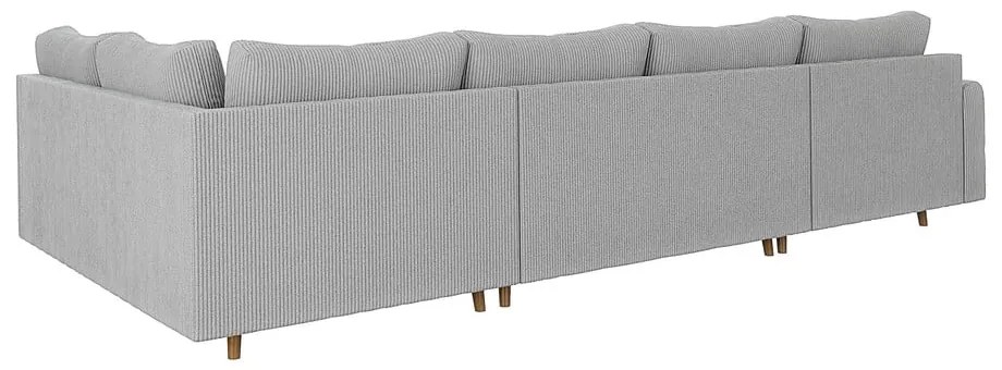 Divano angolare in velluto a coste grigio chiaro (angolo sinistro/U) Ariella - Ropez