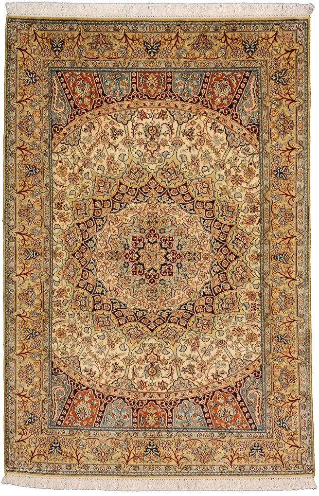 Cashmere Silk Tappeto 120x190 Beige (Indian) Annodato A Mano
