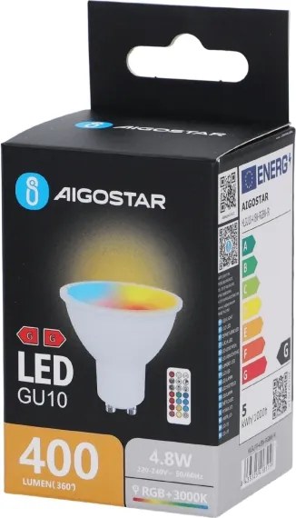Aigostar - Lampadina LED RGBW dimmerabile GU10/4,8W/230V 3000K + telecomando