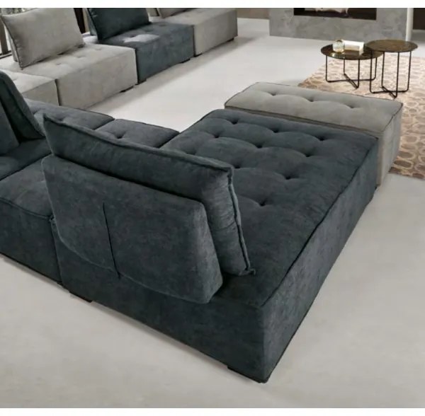 Divano modulare chaise longue 109x154 cm CARROLL tessuto Grigio Scuro