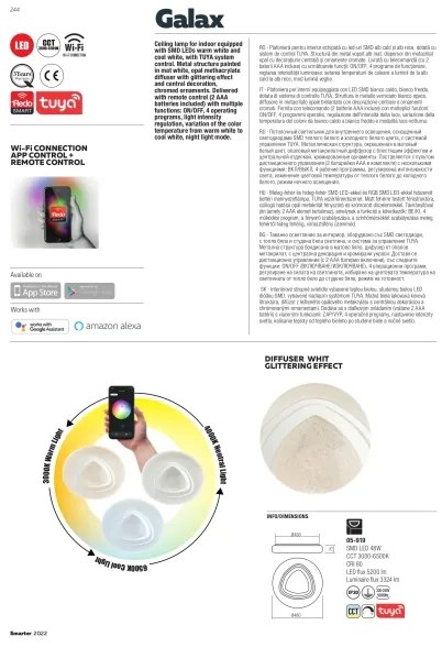 Redo 05-919 - Plafoniera LED dimmerabile GALAX LED/48W/230V bianca + telecomando