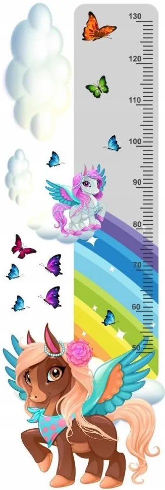 Adesivo da parete a forma di righello con animali fiabeschi come My Little Pony 40 x 120 cm