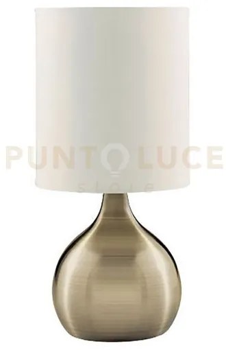 Lampada da tavolo touch - metallo ottone anticato e paralume in tes...