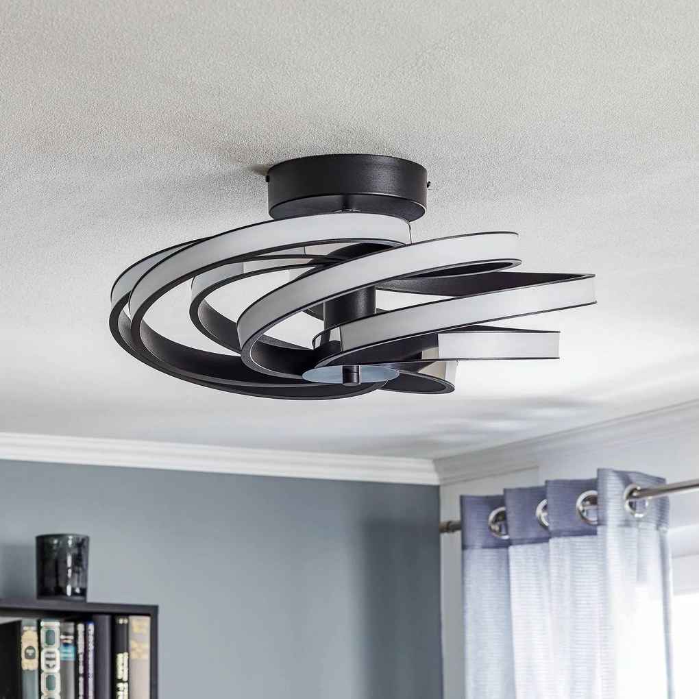Plafoniera a LED Zoya Domiluce, Nero, Soggiorno / Sala da pranzo, Alluminio, Moderno, Plafoniera LED
