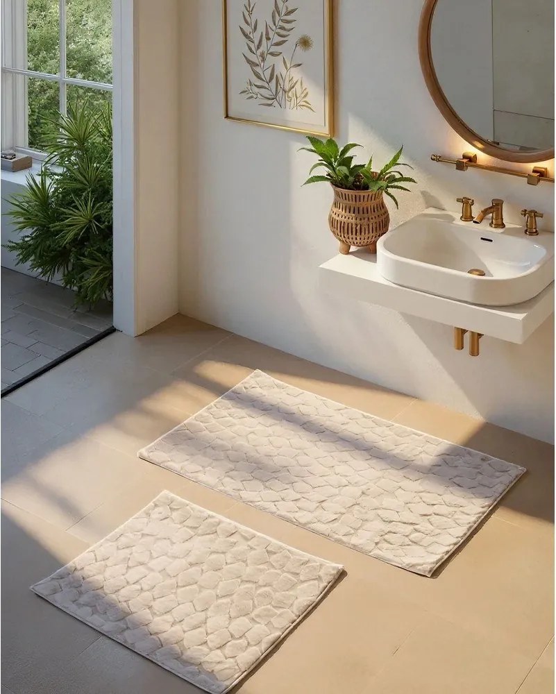 Set di tappetini per il bagno beige 2 pz 60x100 cm Rabbit – Foutastic