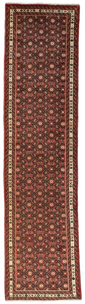 Hosseinabad Tappeto 290x70 Rosso (Iran) Annodato A Mano