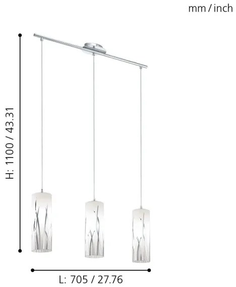 Eglo 92741 - Lampada a sospensione RIVATO 3xE27/60W/230V