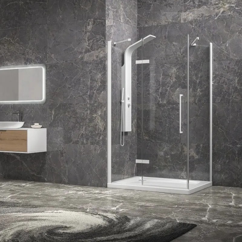 Kamalu - Box doccia 80x80 bianco porta battente | KT5000B