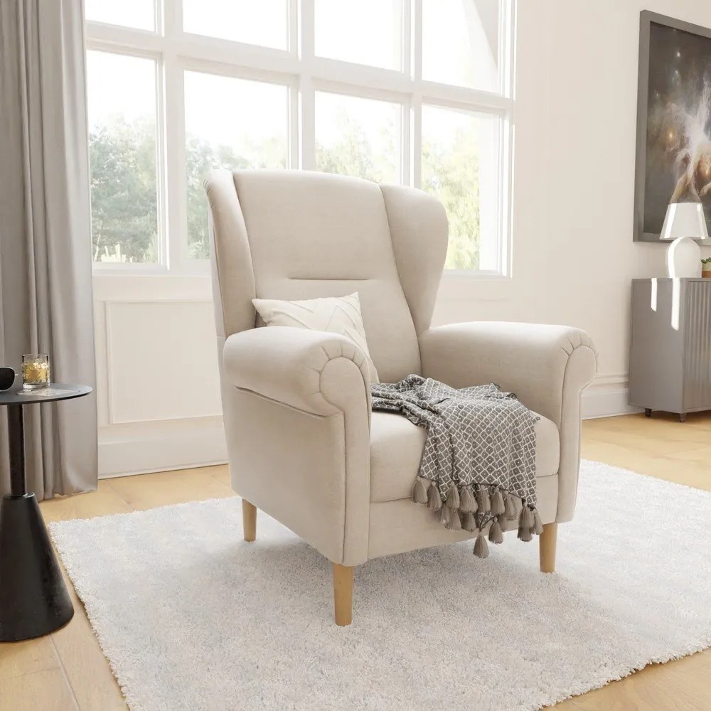 Poltrona con braccioli beige Swan – Ropez