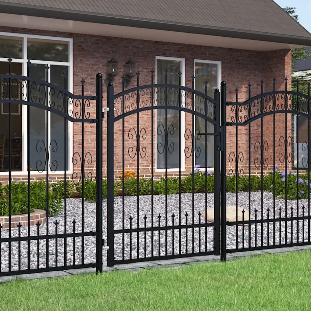 Recinzione Cancello Con Punta A Lancia Nera 103x175cm Acciaio /