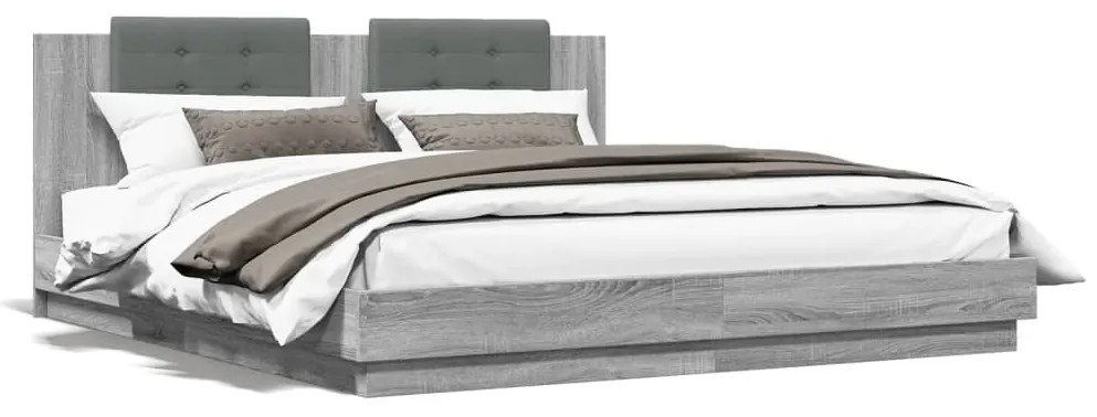 Giroletto Testiera Grigio Sonoma 160x200 Cm Legno Multistrato /