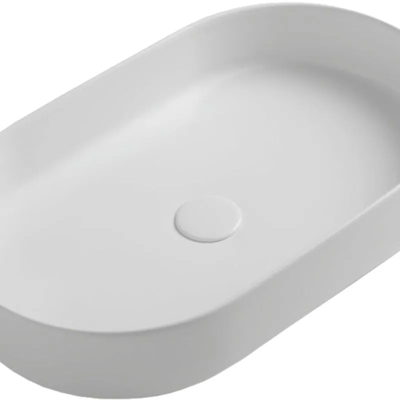 Lavabo da appoggio ovale in ceramica L 60 x P 36 x H 14 cm bianco