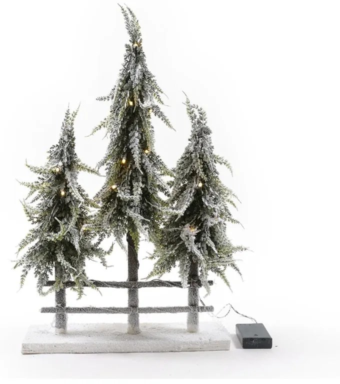 Albero di Natale artificiale innevato Luci verde con illuminazione H 10 cm x Ø 10 cm