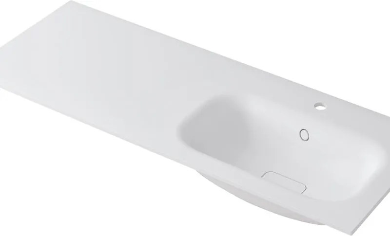 Lavabo a incasso rettangolare vasca a destra L 120.5 x H 15 x P 46 cm in resina bianco lucido