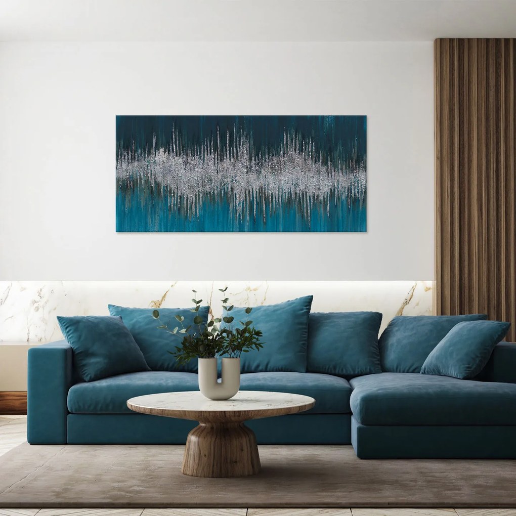 AGAVE quadro astratto moderno Dark blue art 150×70