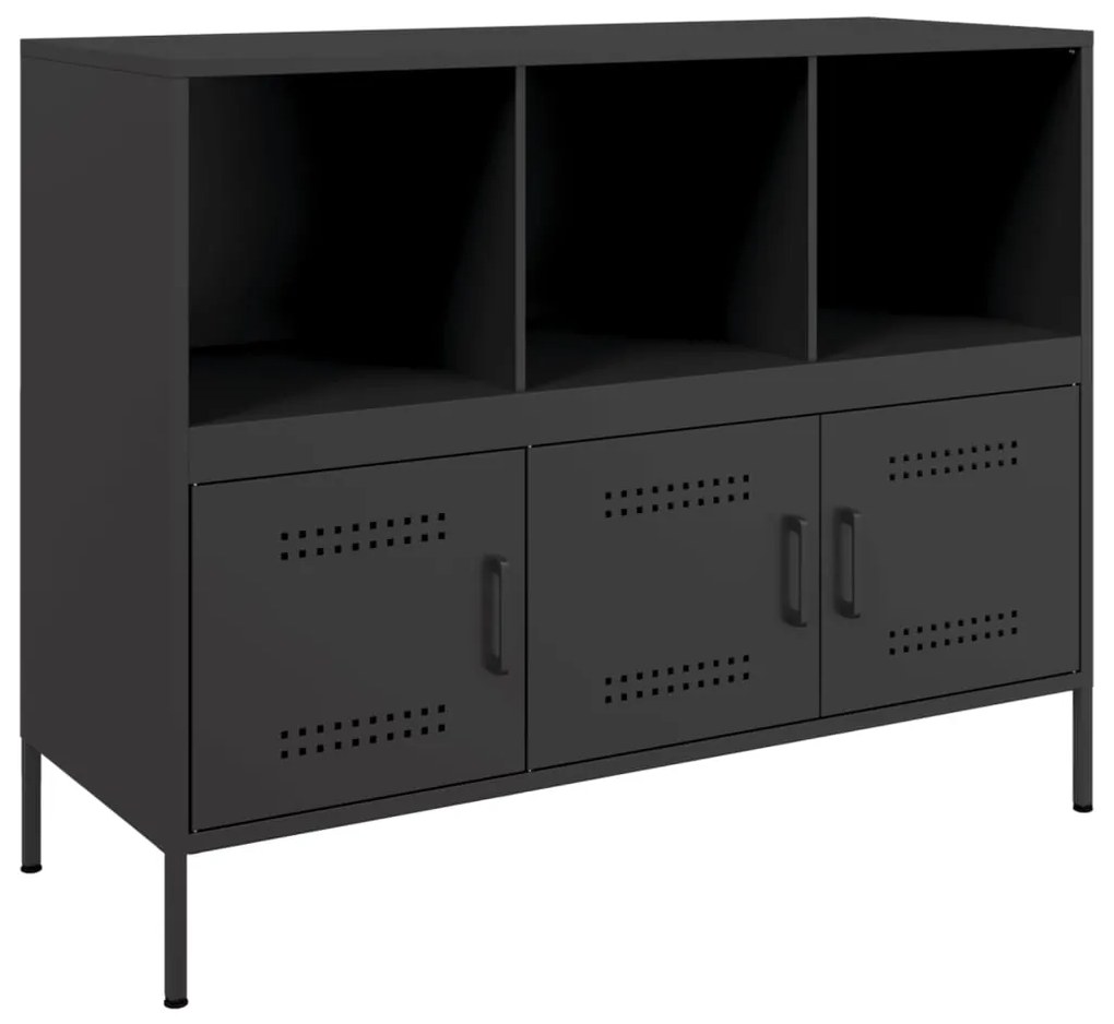 Credenza nera 100,5x39x79 cm in acciaio laminato a freddo