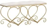 Panca Heart Crema 105x37,5x51,5 cm in Ferro e MDF e Spugna e Poliestere Oro e Rosa