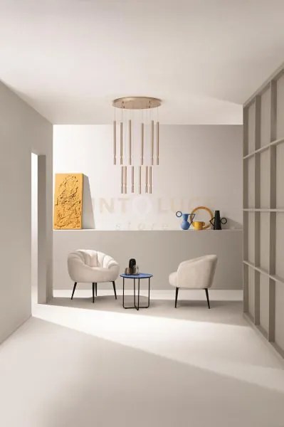 Sospensione multipla tubic 12  oro led 3000k 5760lm 84w dimmerabile
