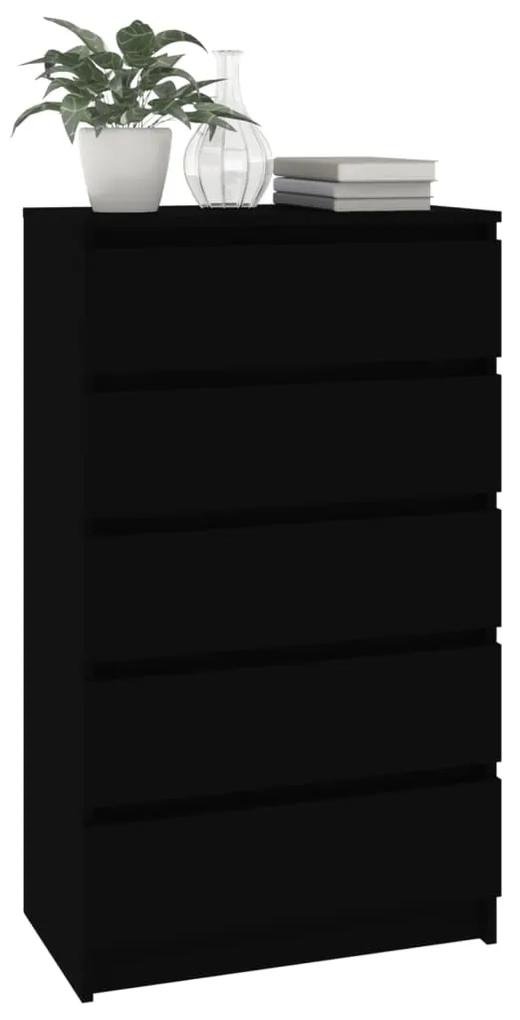 Cassettiera nera 60x36x103 cm in legno multistrato