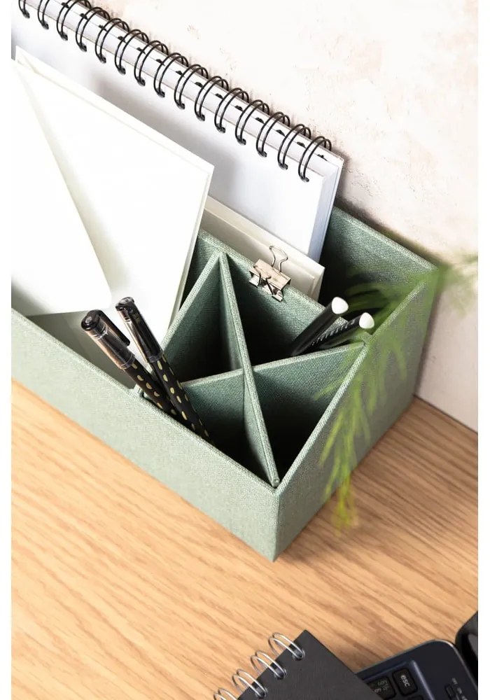 Organizer verde in cartone per cancelleria Elisa Canvas Paper Laminate – Bigso