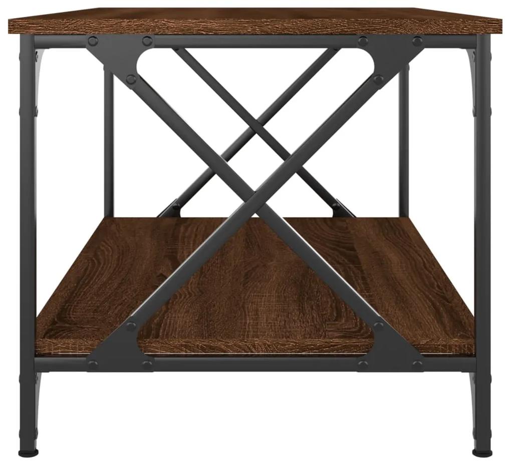 Tavolino rovere marrone 80x50x45cm in legno multistrato e ferro
